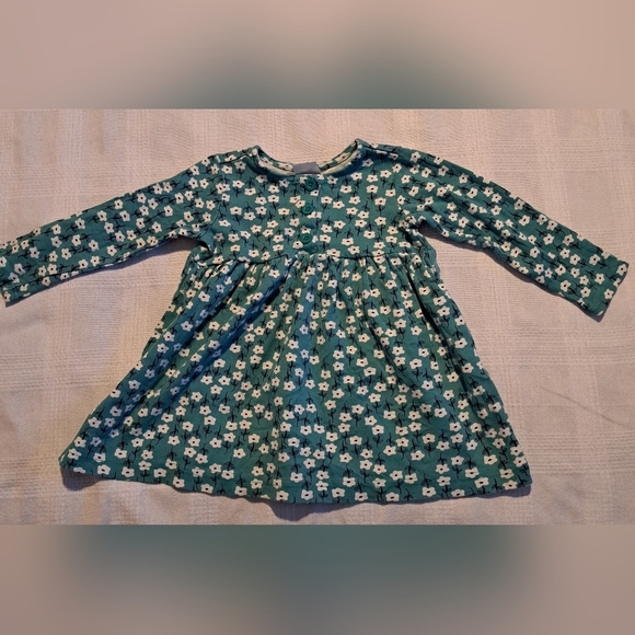 Hanna Andersson girls size 85 or 2T teal dress with white flowers - Picture 1 of 6